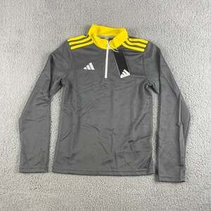 Adidas Boy's Youth Medium Gray Yellow Long Sleeve 22 Soccer Track Jacket